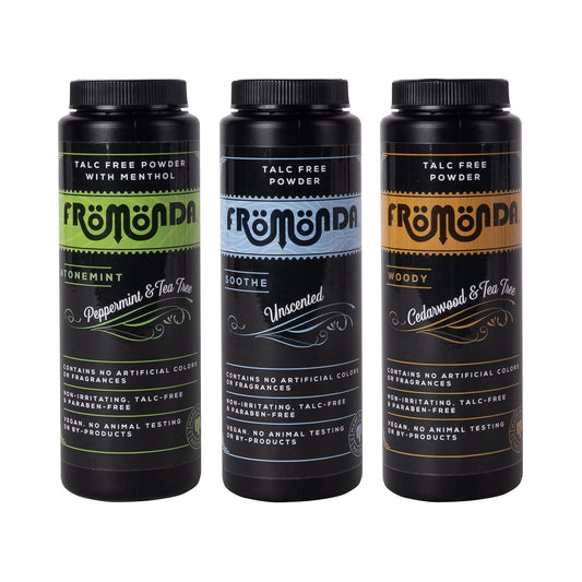 Fromonda (Muti-Scent) Body Powder (5 oz. 3-Pack) Unisex, Talc-Free, Anti-Chafing, Sweat Defense with Essential Oils