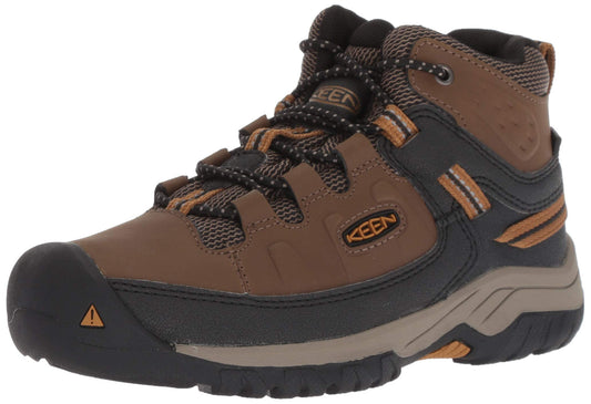 KEEN unisex child Targhee Mid Height Waterproof Hiking Boot, Dark Earth/Golden Brown, 8 Little Kid US