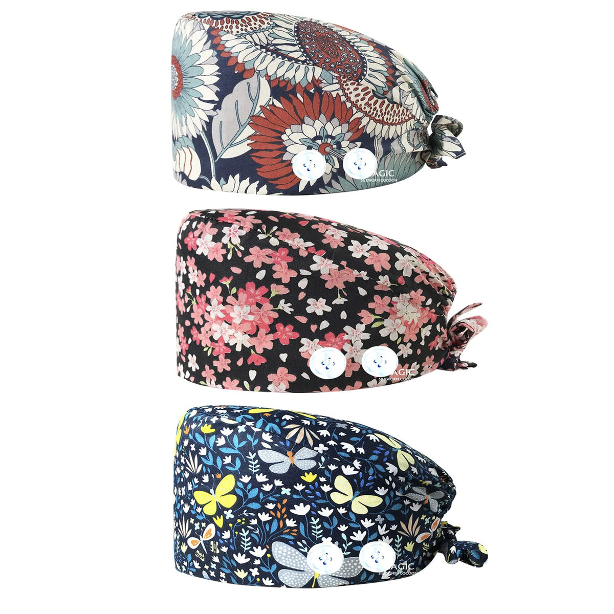 Wone Adjustable Working Caps Surgical Hat with Buttons for Women Men Nurse