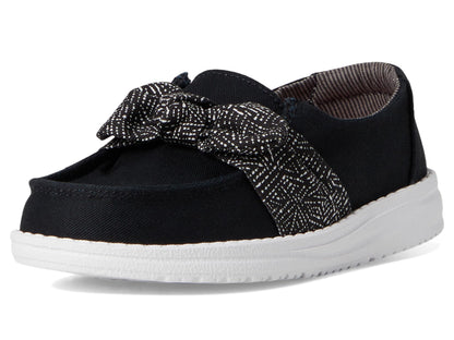 HEYDUDE Girls Wendy Bow Essentials (Toddler) Black 6 Medium