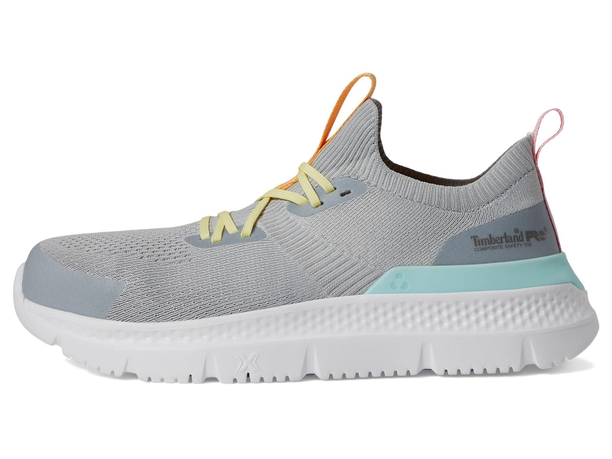 Timberland PRO® Setra Knit Composite Safety Toe Women’s Sneakers – Breathable Upper – Removable Insole Grey/Aqua 6 C - Wide