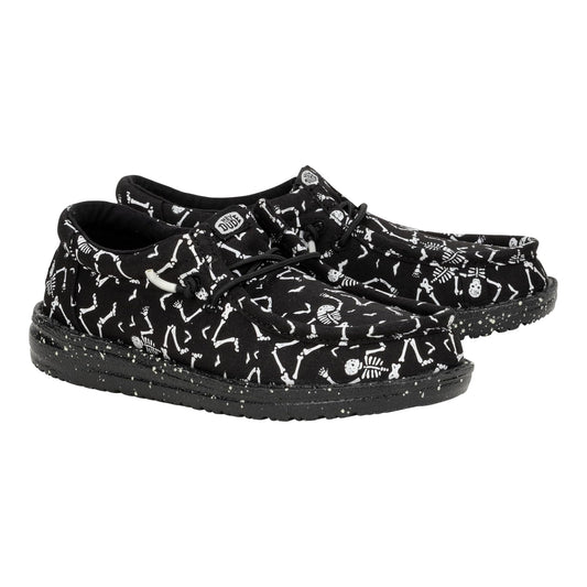 HEYDUDE Kids Mens Wally Skeletons (Little Kid/Big Kid) Black 5 Big Kid M