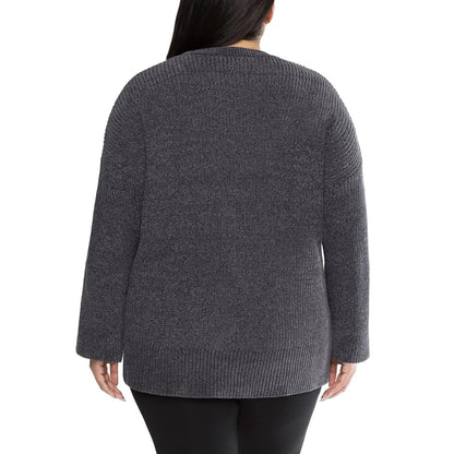 Matty M Ladies' Chenille Tunic Sweater, Crewneck, Ribbed Cuffs and Hem, Wide Sleeves, Multiple Colors (US, Alpha, XX-Large, Plus, Regular, Gray)