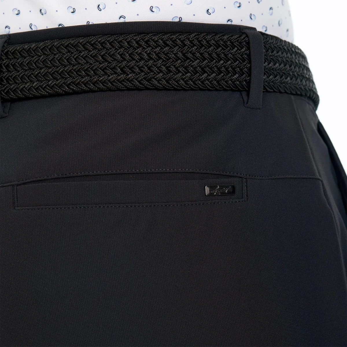 Greg Norman Mens Stretch Flat Front Lightweight Short - 4-Way Stretch Fabric (Black,30)