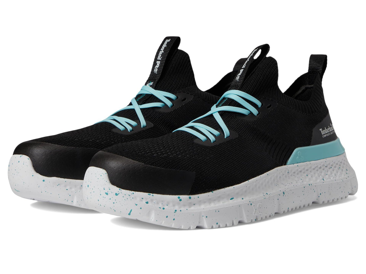 Timberland PRO® Setra Knit Composite Safety Toe Women’s Sneakers – Breathable Upper – Removable Insole Black/Turquoise 8 C - Wide