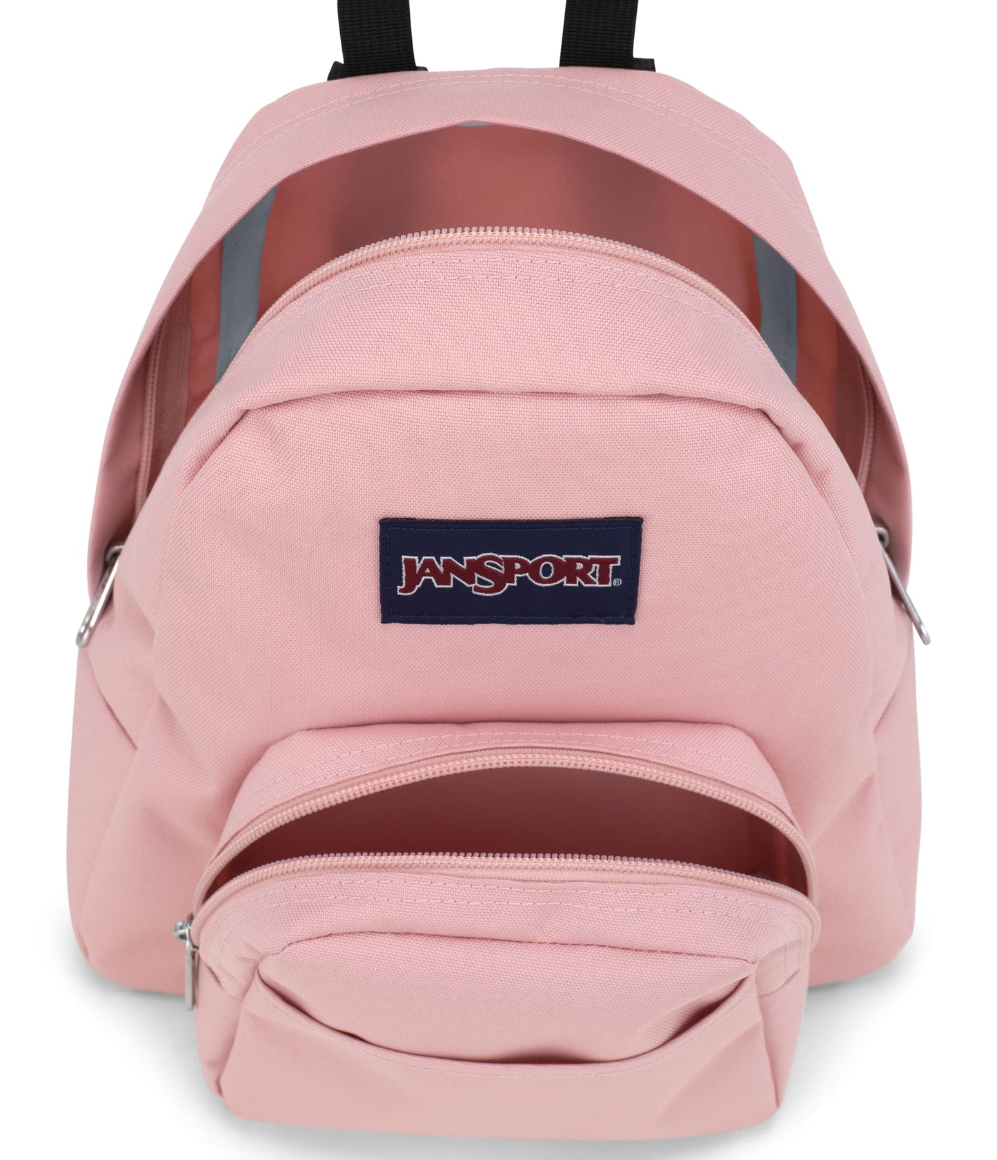 JanSport Half Pint Mini Backpack, 10.2 L - Durable Mini Bag Purse with Adjustable Shoulder Straps, Single Main Compartment, Zippered Stash Pocket, Misty Rose