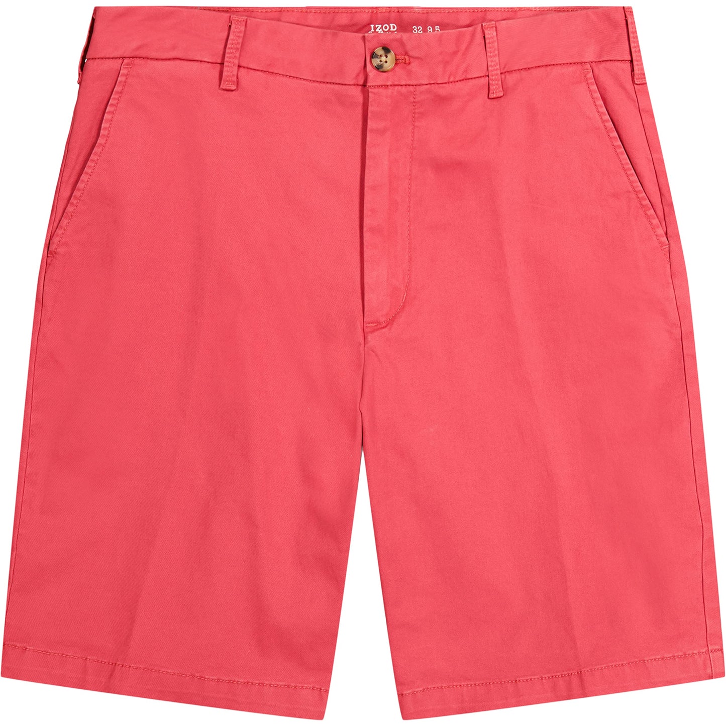 Izod Men's Saltwater 9.5" Flat Front Chino Short, Saltwater Red Ph162, 30
