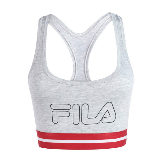 Fila Women's Classic Logo Cotton Racerback Sports Bra Heather Grey