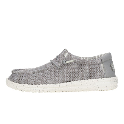 HEYDUDE Boy's Youth Wally Stretch Sox Slip On Shoe, Grey Size 7 | Lightweight Easy On Travel Ready Casual Sneaker