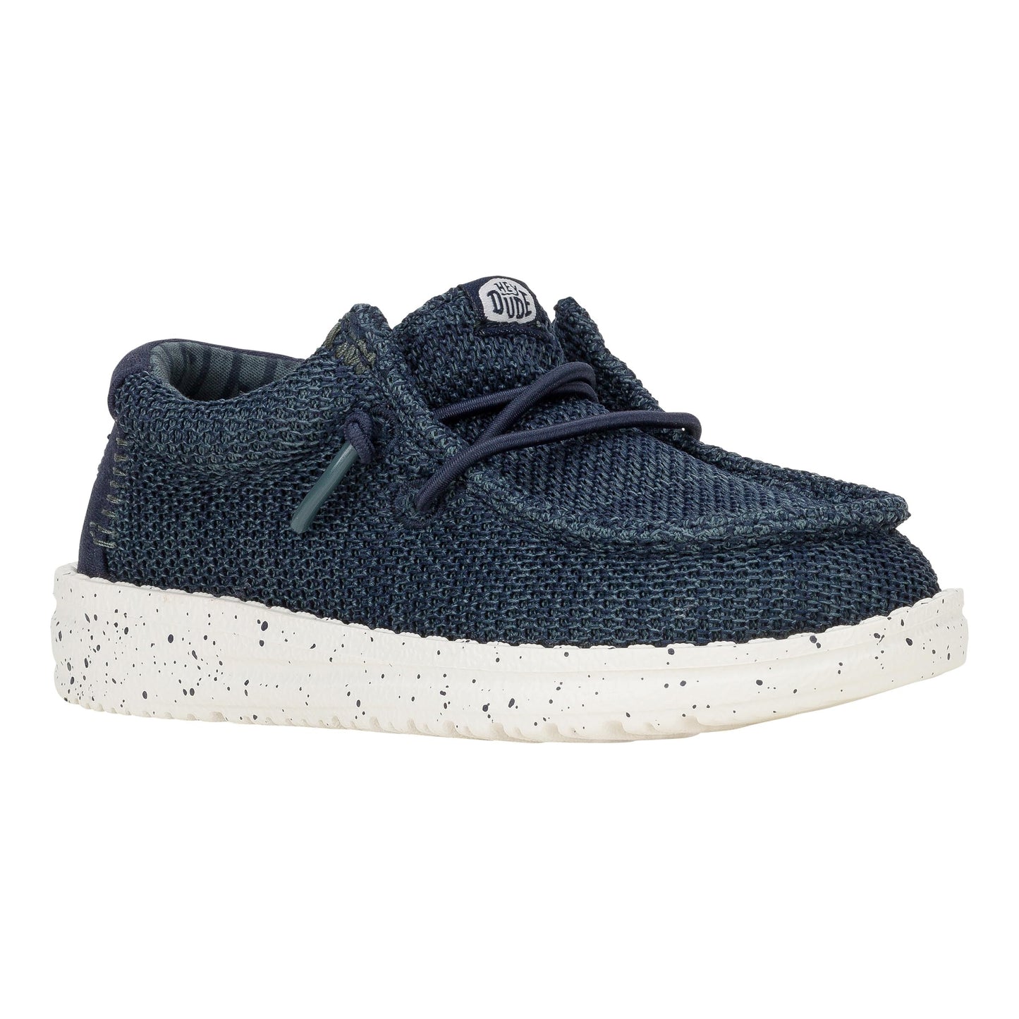 HEYDUDE Boy's Youth Wally Stretch Sox Slip On Shoe, Navy Size 12 | Lightweight Easy On Travel Ready Casual Sneaker