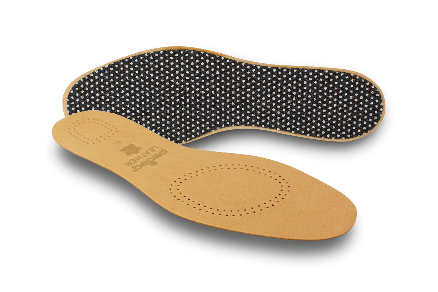 pedag Leather Insole with Sweat Wicking Carbon Layer, Handmade in Germany, Fits Pumps and Dress Shoes, Tan, US W12 M9 / EU 42