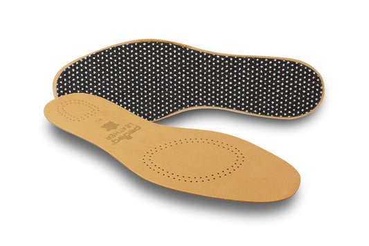 pedag Leather Insole with Sweat Wicking Carbon Layer, Handmade in Germany, Fits Pumps and Dress Shoes, Tan, US W12 M9 / EU 42