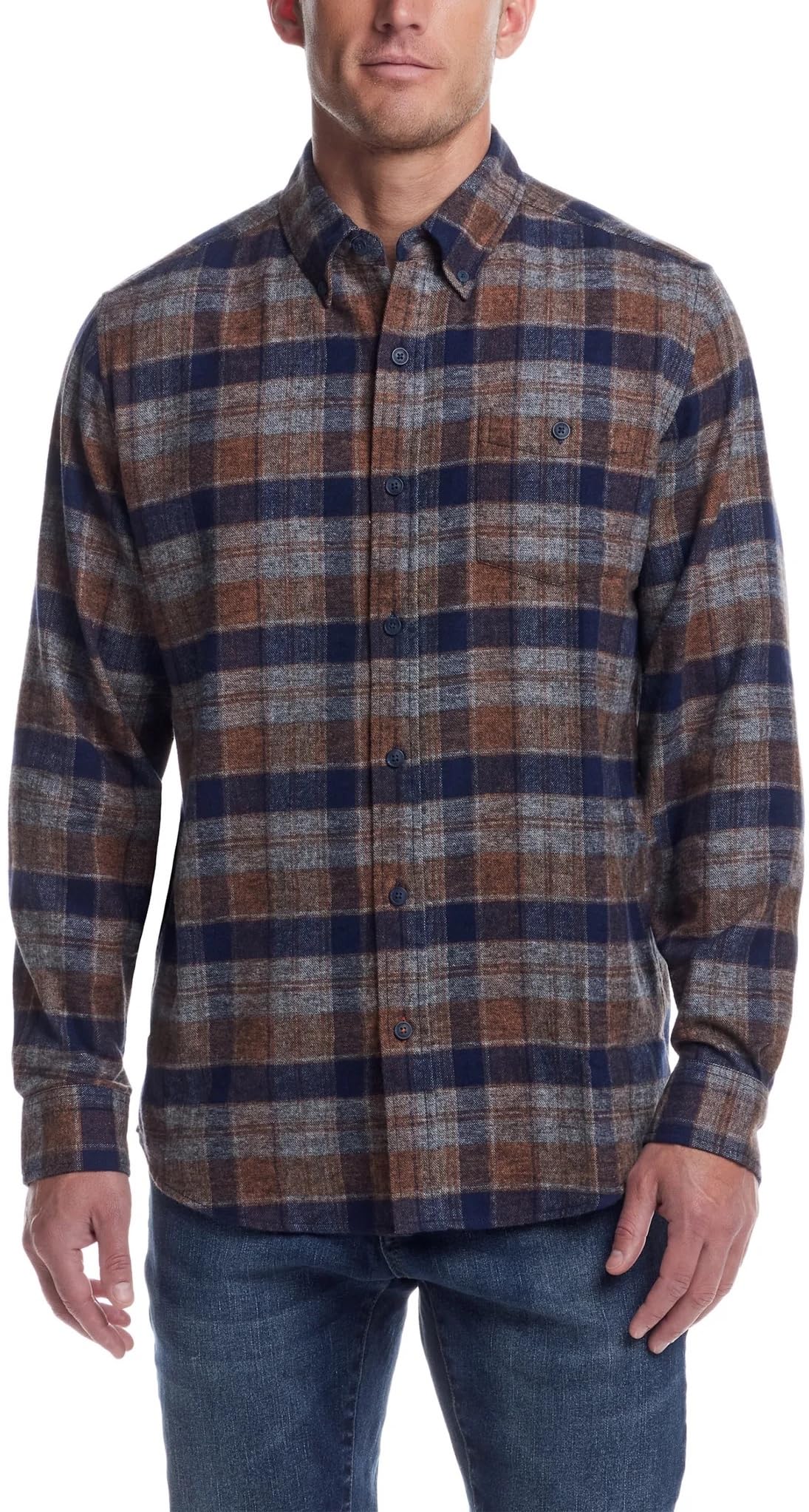Weatherproof Vintage Men's Casual Button Down Long Sleeve Soft Brushed Plaid Flannel Shirt (US, Alpha, Medium, Regular, Regular, Multi)
