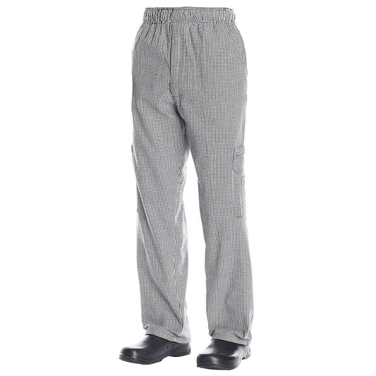 Chef Code Chef Cargo Pants with Elastic Waist with Drawstring and Zipper Cargo Pockets (X-Large, Houndstooth)