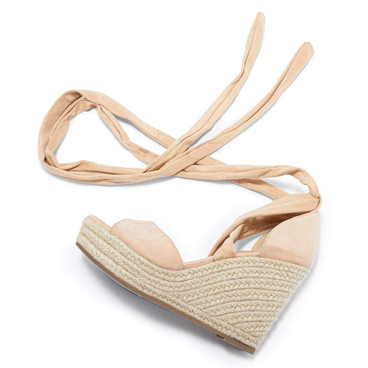 Huiyuzhi Womens Lace Up Wedge Espadrille Sandals Peep Toe Criss Cross D�Orsay Dress Sandals