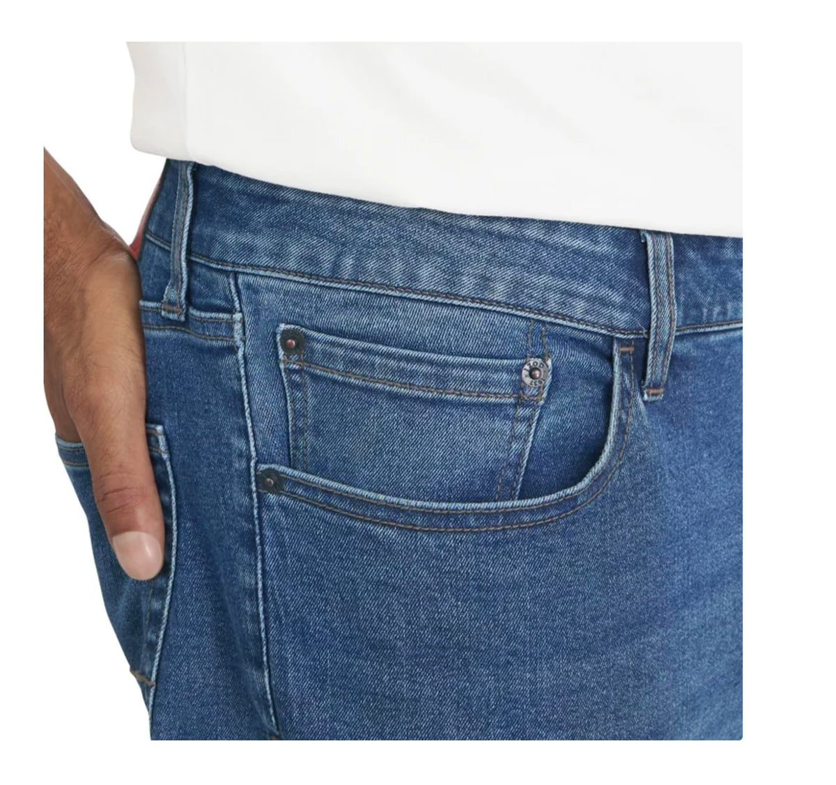 IZOD Men's Saltwater 5 Pocket Straight Fit Stretch Denim Jean (US, Waist Inseam, 38, 30, Regular, Regular, Blue)
