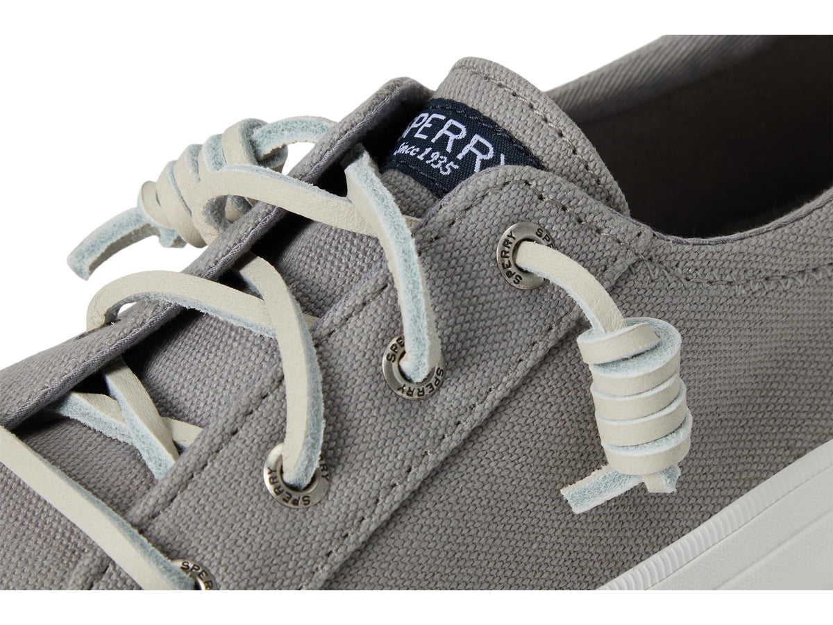Sperry Women's Crest Vibe Linen Sneaker, Grey ,9.5 Wide