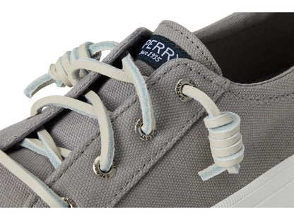 Sperry Women's Crest Vibe Linen Sneaker, Grey ,9.5 Wide
