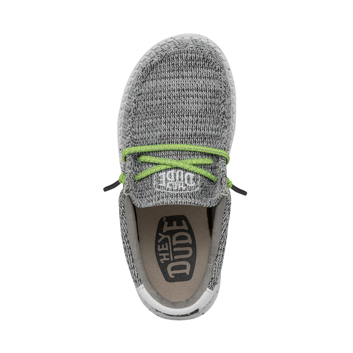 HEYDUDE Boy's Youth Wally Sox Slip On Shoe, Stone White Size 3 | Lightweight Casual Loafer with Elastic Laces and Removable EVA Insole