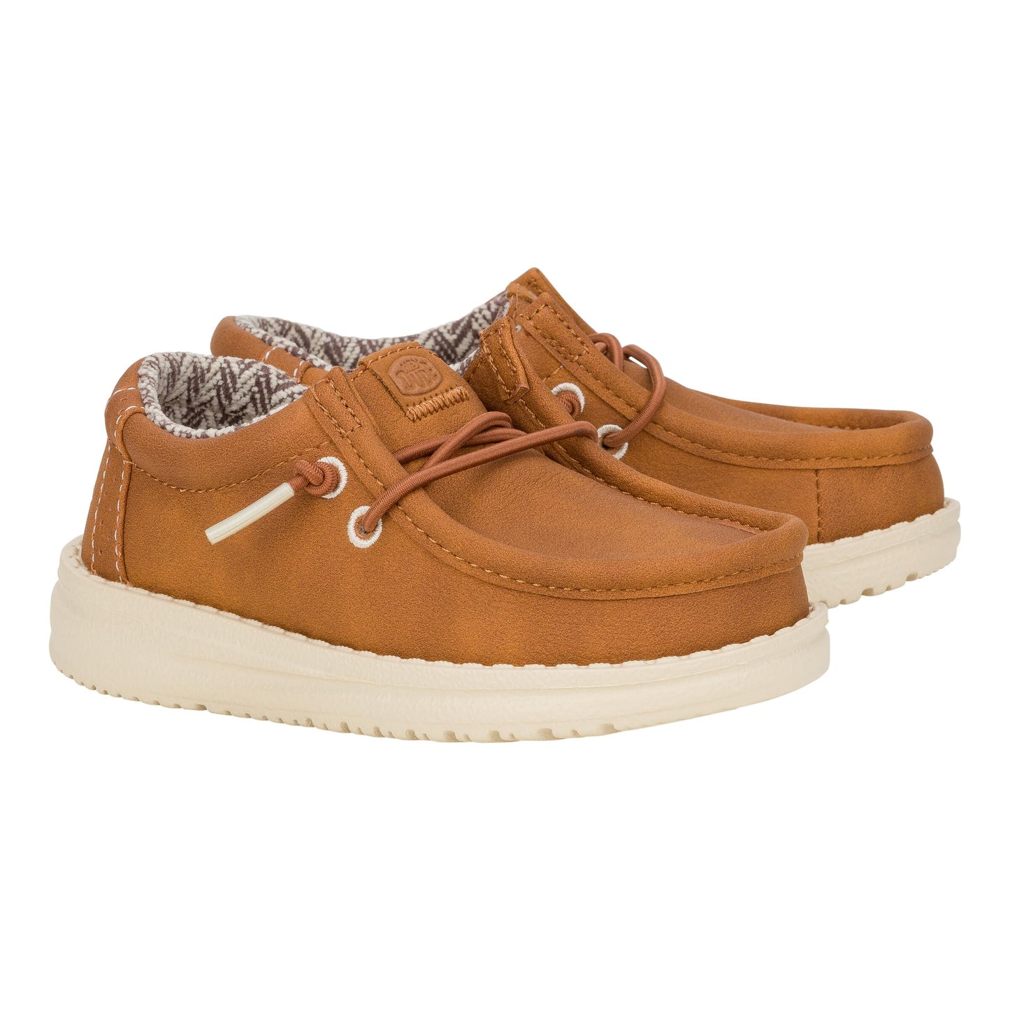 HEYDUDE Boy's Youth Wally Classic Slip On Loafer, Tan Size 3 | Elastic Laces | Flexible Sole | Boys Casual Shoe