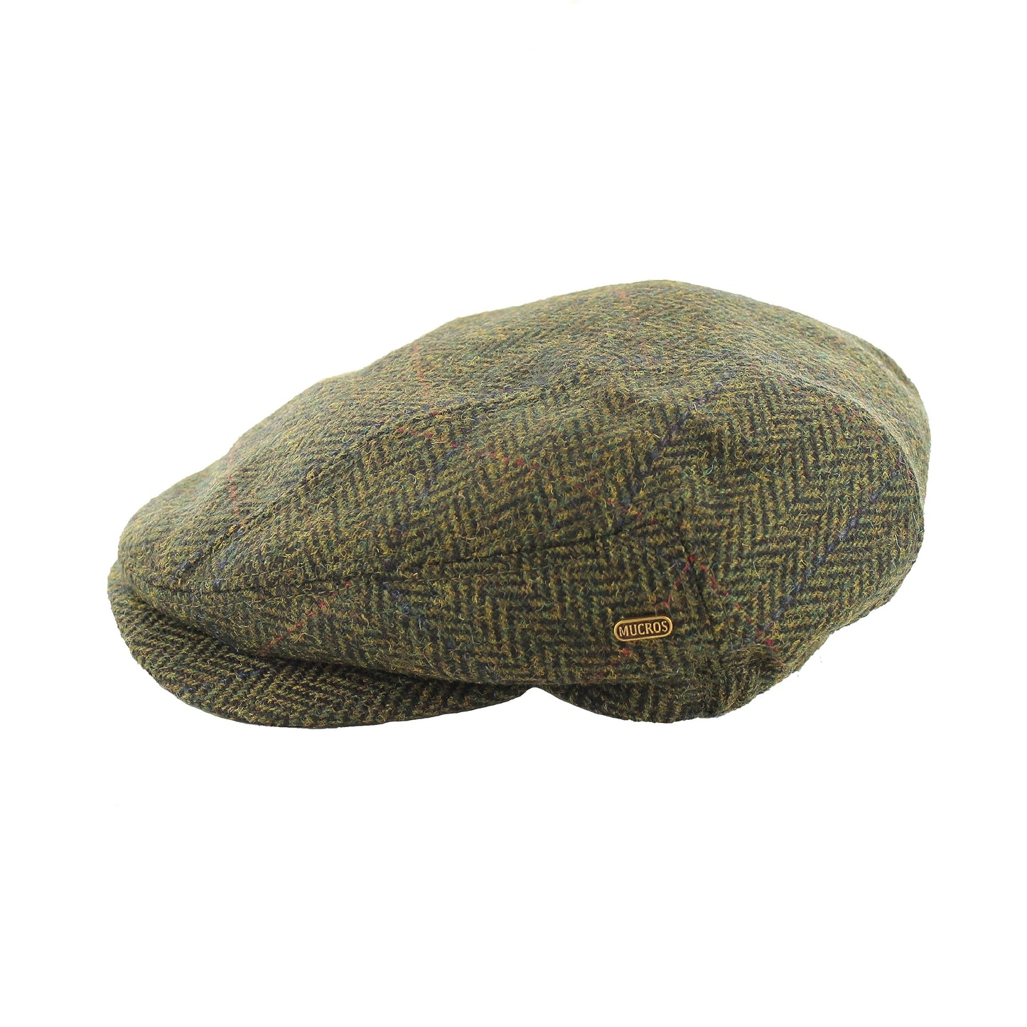 Mucros Weavers Kerry Cap, Irish Hat for Men, Herringbone Wool, Green, Small