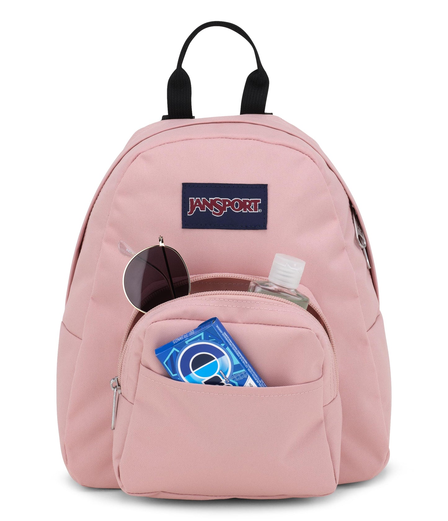 JanSport Half Pint Mini Backpack, 10.2 L - Durable Mini Bag Purse with Adjustable Shoulder Straps, Single Main Compartment, Zippered Stash Pocket, Misty Rose