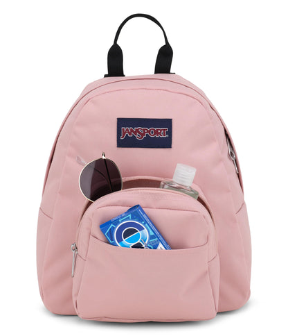 JanSport Half Pint Mini Backpack, 10.2 L - Durable Mini Bag Purse with Adjustable Shoulder Straps, Single Main Compartment, Zippered Stash Pocket, Misty Rose