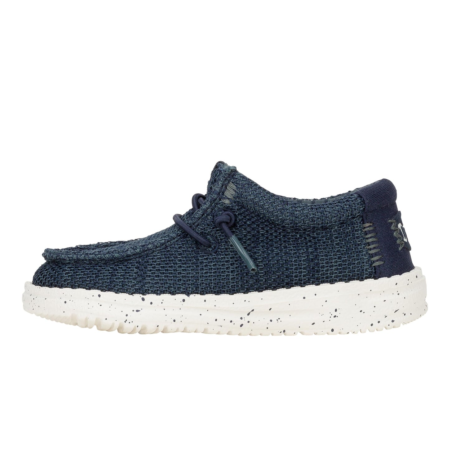 HEYDUDE Boy's Youth Wally Stretch Sox Slip On Shoe, Navy Size 12 | Lightweight Easy On Travel Ready Casual Sneaker