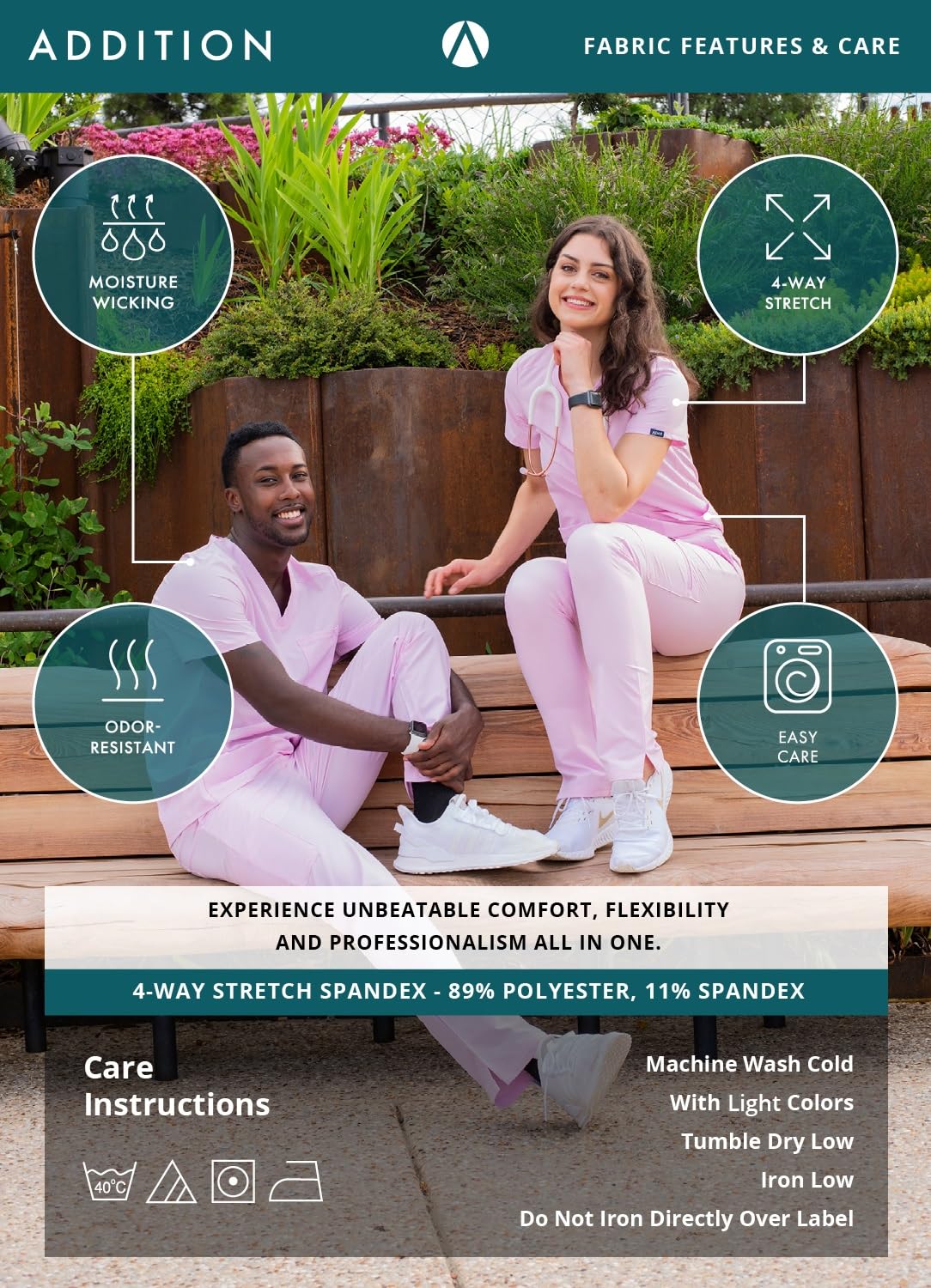 ADAR Medical Uniforms Adar Addition Go-Basic Scrub Size Medium Azalea Pink Set