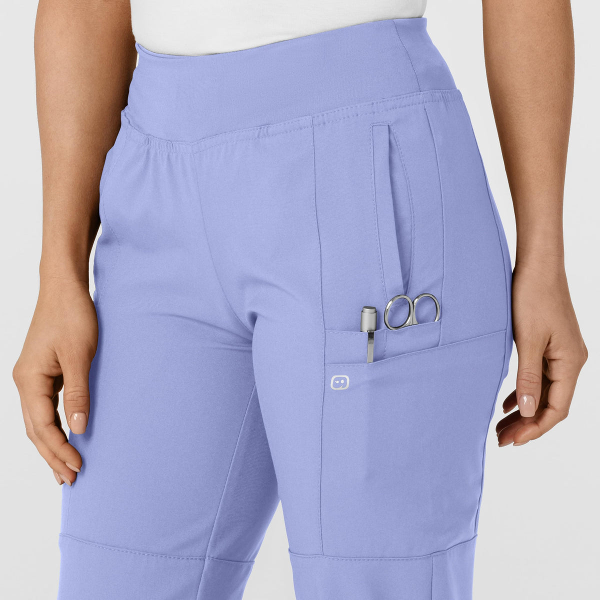 WINK W123 Women's Comfort Waist Cargo Jogger Scrub Pant, Ceil Blue, 2XS