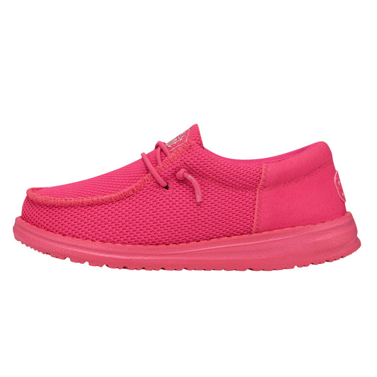 HEYDUDE Unisex Toddler Wally Funk Mono Slip On Shoe, Electric Pink Size 9 | Lightweight Textile Loafer with Elastic Laces & Foam Insole