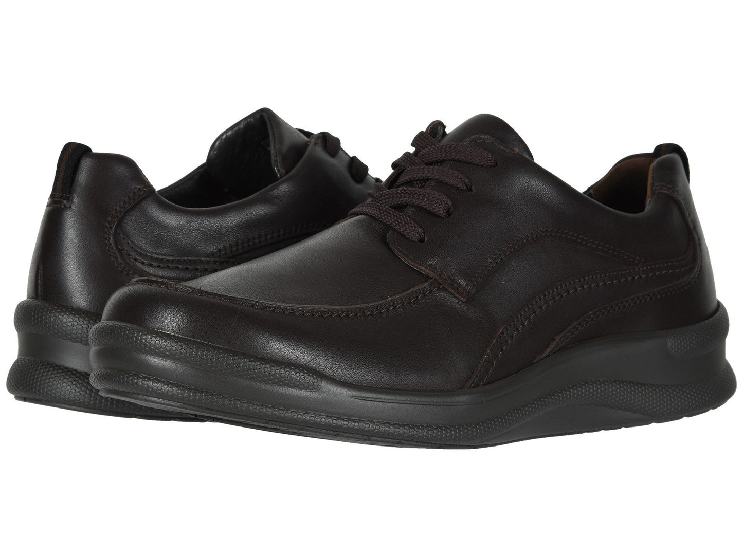 SAS® Move On Shoes for Men – Leather Upper – Detailed Stitch Pattern – Cushioned Collar – Round Toe Chocolate 7 M - Medium (D)