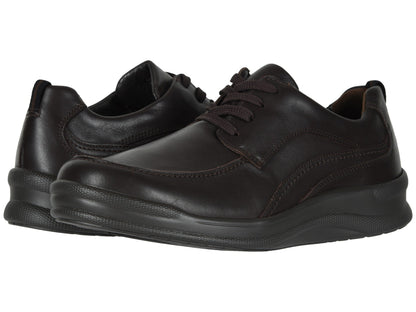 SAS® Move On Shoes for Men – Leather Upper – Detailed Stitch Pattern – Cushioned Collar – Round Toe Chocolate 7 M - Medium (D)