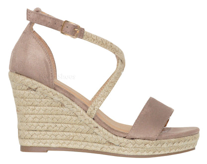 MVE Shoes Women's Medium Espadrille Open Wedge Criss Cross Straps-Fashion Wedges, Judith-34 taupe 6.5