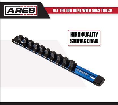 ARES 70108-12-Piece Metric Hex Bit Socket Set - Chrome Vanadium Sockets with S2 Alloy Bits - Includes Aluminum Socket Organizer