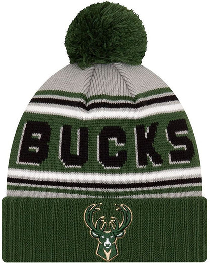 New Era Men's Cold Weather Cuffed Sport Knit Beanie Hat Cap Major League College Collegiate (Bucks Cheer Milwaukee) Black