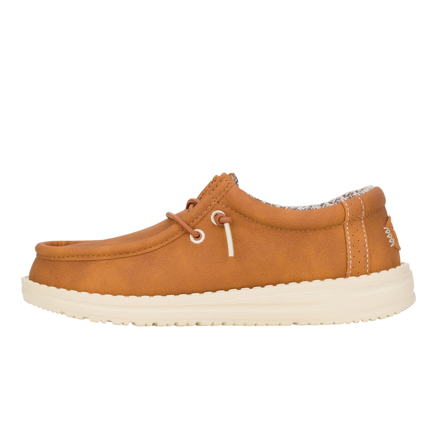 HEYDUDE Boy's Youth Wally Classic Slip On Loafer, Tan Size 3 | Elastic Laces | Flexible Sole | Boys Casual Shoe