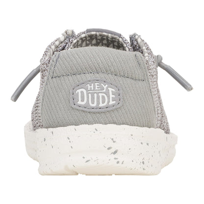 HEYDUDE Boy's Youth Wally Stretch Sox Slip On Shoe, Grey Size 4 | Lightweight Easy On Travel Ready Casual Sneaker