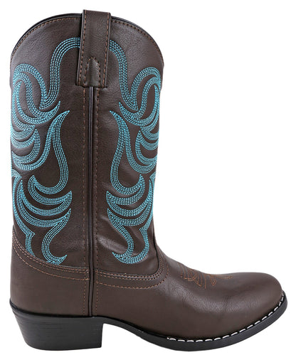 Smoky Mountain Boys Brown with Blue Stitch Monterey Western Cowboy Boots Brown 12 M US Little Kid