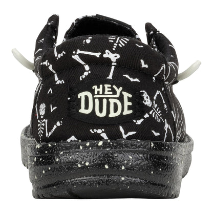 HEYDUDE Kids Mens Wally Skeletons (Little Kid/Big Kid) Black 5 Big Kid M