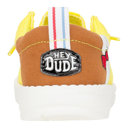 HEYDUDE Kids Boys Wally Funk Spongebob (Little Kid/Big Kid) Brown/Yellow 4 Medium