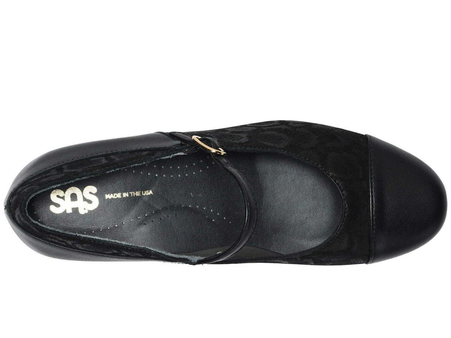 SAS Isabel Mary Jane Comfort Heel Black/Snake 8 WW - Double Wide (D)