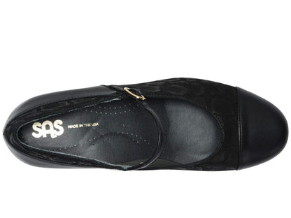 SAS Isabel Mary Jane Comfort Heel Black/Snake 8 WW - Double Wide (D)