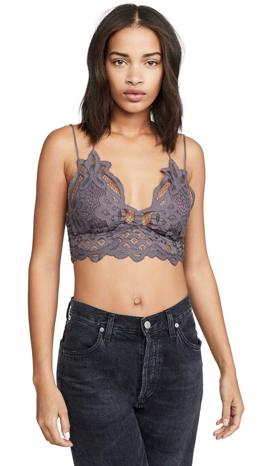 Free People Women's Adella Bralette, Charcoal, Grey, XS