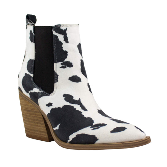 ARIDER GIRL Dako Women's Western Ankle Boots (Cow White Black,6)