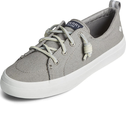 Sperry Women's Crest Vibe Linen Sneaker, Grey ,9.5 Wide