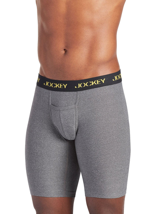 Jockey Men's Underwear Sport Microfiber 10" Midway Brief, Grey Heather, L