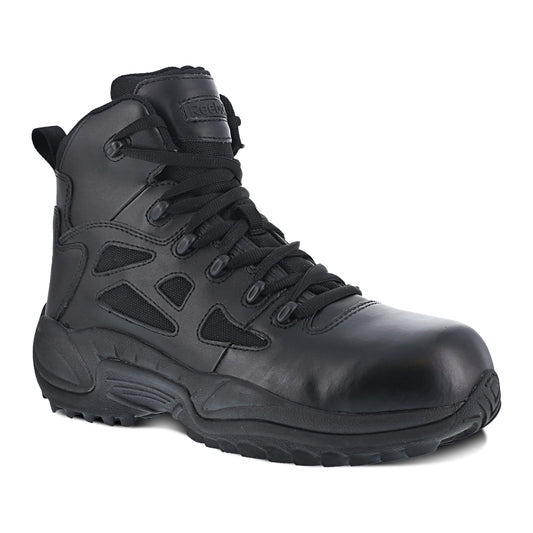 Reebok Mens Rapid Response Rb Safety Toe 6" Stealth with Side Zipper Military Tactical Boot, Black, 12 US