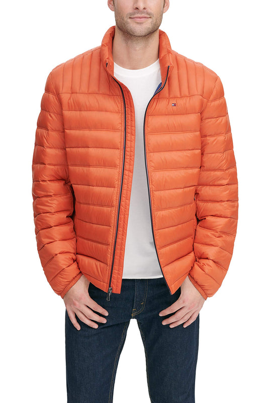 Tommy Hilfiger Men's Real Down Insulated Packable Puffer Jacket, Orange, XX-Large