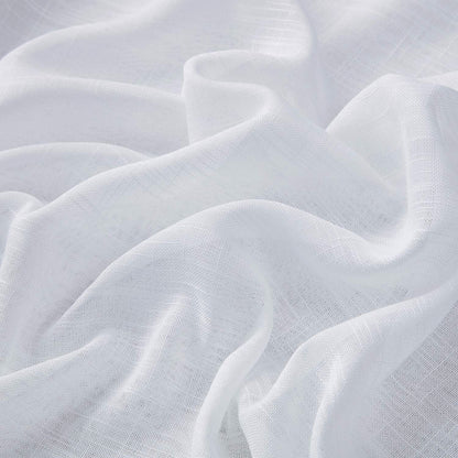 HLC.ME Abbey Faux Linen Textured Semi Sheer Privacy Sun Light Filtering Transparent Window Grommet Long Thick Curtains Drapery Panels for Bedroom & Living Room, 2 Panels (54 W x 108 L, White)